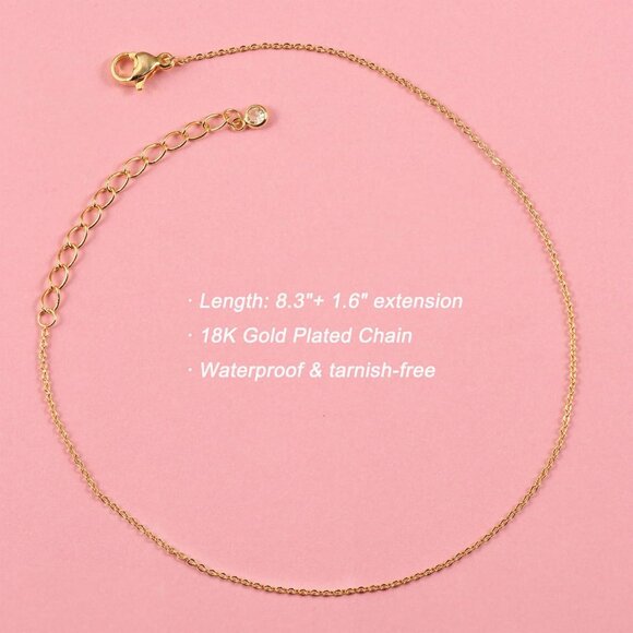 MOLEVY Ankle Bracelets for Women 14K Gold Plated Anklet Silver Anklets Waterproo - Picture 7 of 8
